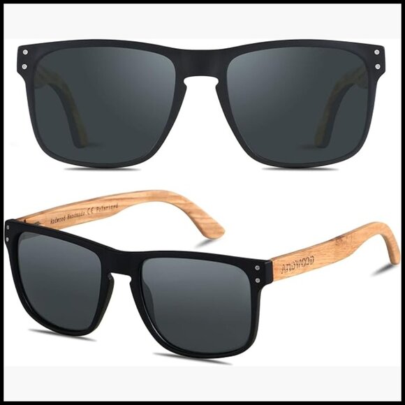 Wood Frame Polarized Sunglasses UV Protection Square Shape main image 6